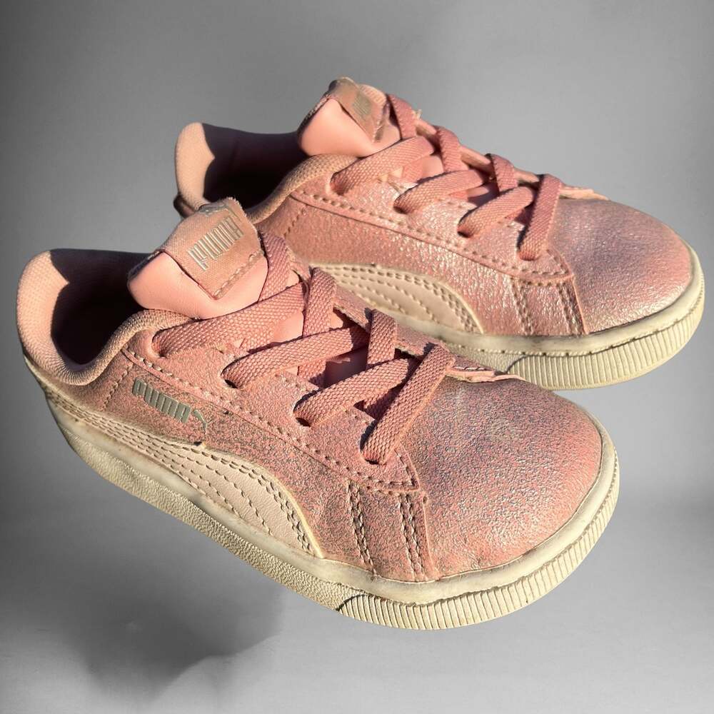Toddler Slip on Puma Sneakers US 8C Classic Pink Puma Sneakers No Tie Glitter